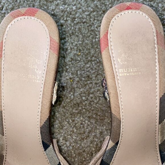 BURBERRY NOVA CHECK Y2K SLIP ON HEELS MULES SANDALS - Picture 2 of 7